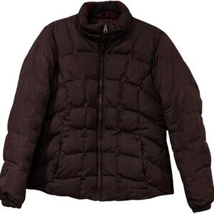 Eddie Bauer EB650 Down Puffer Jacket Womens Size M Chocolate Brown Quilt Coat